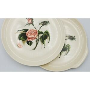 Universal Potteries 1950-59 Ballerina Pink Moss Rose Plate & Round Platter USA